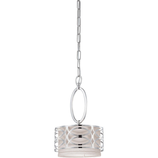 Nuvo Harlow 1-Light Mini Pendant | Polished Nickel and Slate Gray Fabric Shade | Kitchen Island & Dining Room | 8.875 x 14.75 in | Model 60-4628