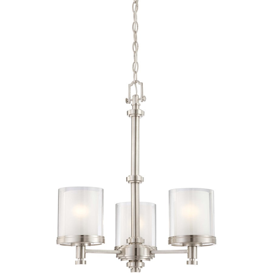 Nuvo Decker 20in 3-Light Chandelier | Industrial Brushed Nickel and Clear & Frosted Glass | Dining Room & Kitchen Island | 20 x 20 x 23.25 | Model 60-4647