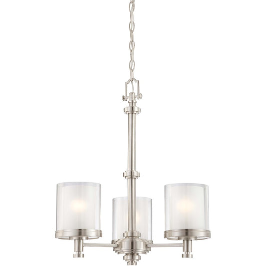 Nuvo Decker 20in 3-Light Chandelier | Industrial Brushed Nickel and Clear & Frosted Glass | Dining Room & Kitchen Island | 20 x 20 x 23.25 | Model 60-4647