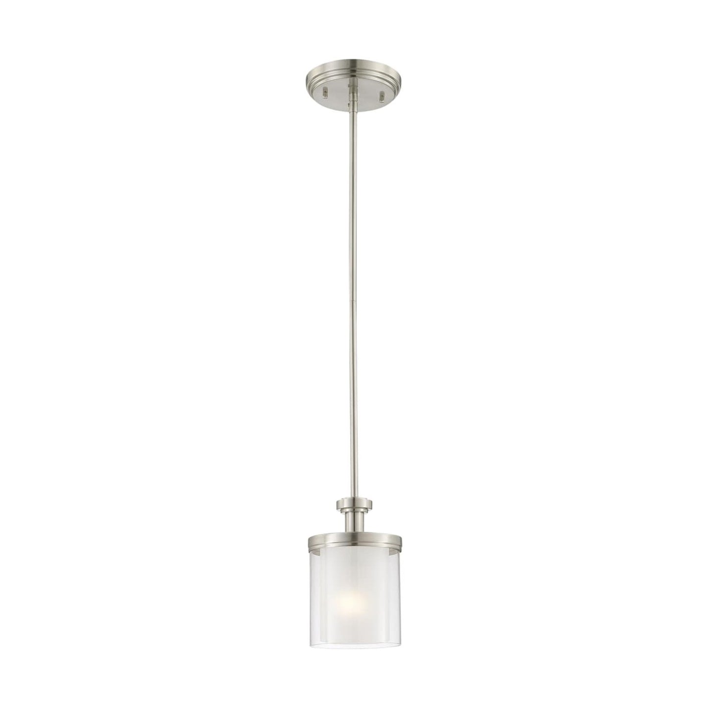 Nuvo Decker 6in 1-Light Mini Pendant | Industrial Brushed Nickel and Clear Frosted Glass | Kitchen Island & Dining Room | 18 x 18 x 20 in | Model 60-4648