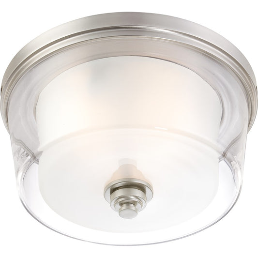 Nuvo Decker 16in 3-Light Flush Mount | Industrial Brushed Nickel and Clear & Frosted Glass | Damp-Rated Entryway & Hallway | 16 x 16 x | Model 60-4652