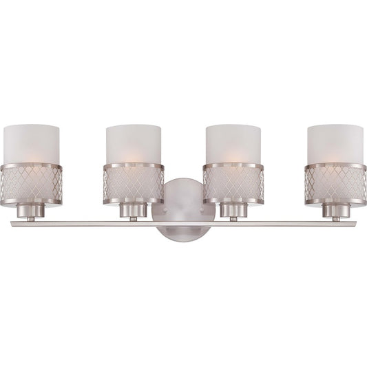 Nuvo Lighting Fusion 27in 4-Light Vanity Light | Brushed Nickel and Frosted Glass | Bathroom Vanity | 28 x 8 x 11 in | Model 60-4684