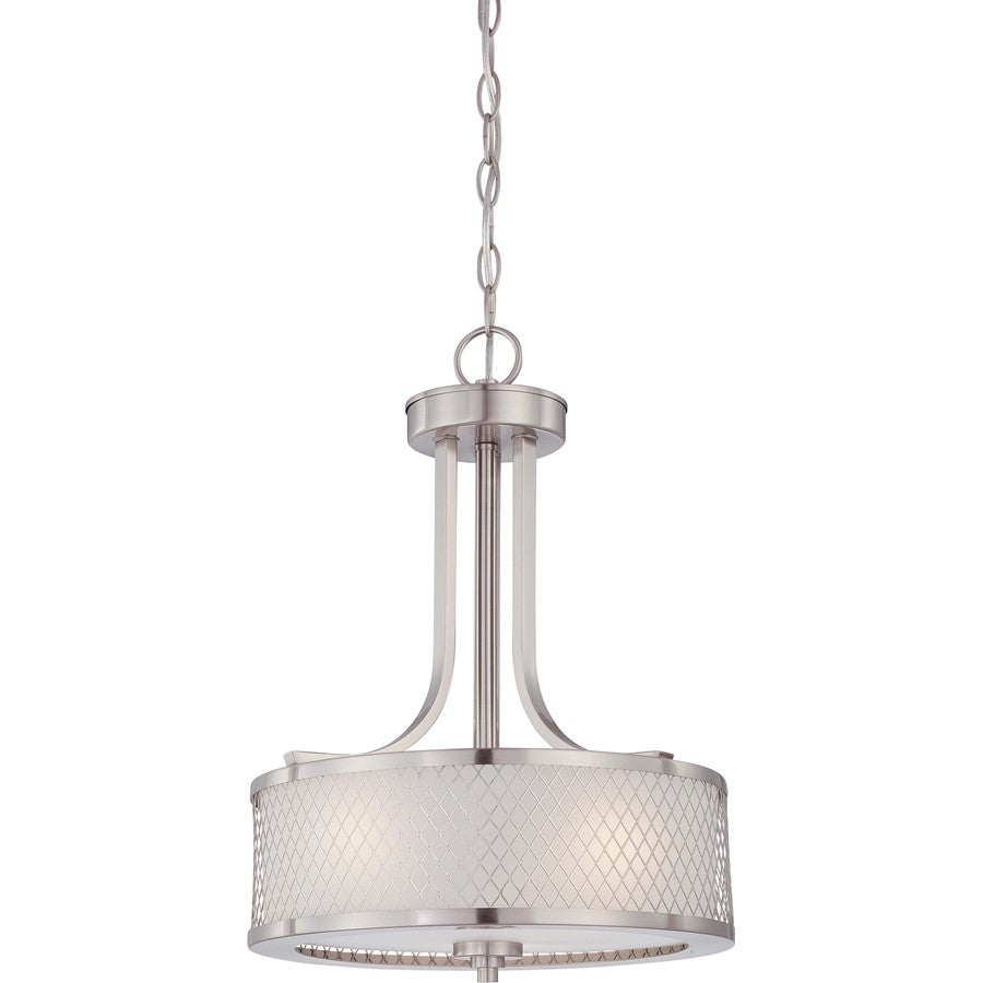 Nuvo Lighting Fusion 13.75in 3-Light Pendant | Industrial Brushed Nickel and Frosted Glass | Kitchen Island & Dining Room | 13.75 x 13.75 | Model 60-4686