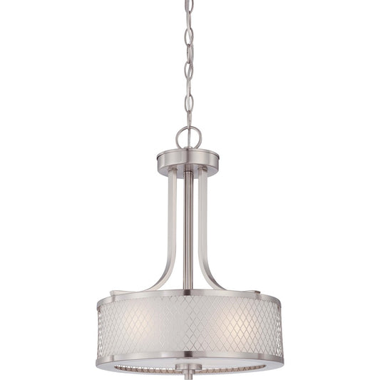 Nuvo Lighting Fusion 13.75in 3-Light Pendant | Industrial Brushed Nickel and Frosted Glass | Kitchen Island & Dining Room | 13.75 x 13.75 | Model 60-4686