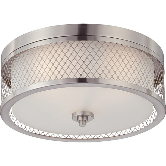 Nuvo Fusion 15in 3-Light Flush Mount | Contemporary Brushed Nickel and Frosted Glass | Bathroom & Hallway Ceiling Light | 15 x 15 x 6.625 | Model 60-4691