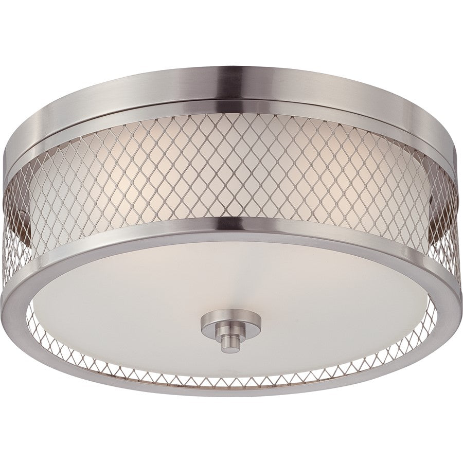 Nuvo Fusion 15in 3-Light Flush Mount | Contemporary Brushed Nickel and Frosted Glass | Bathroom & Hallway Ceiling Light | 15 x 15 x 6.625 | Model 60-4691