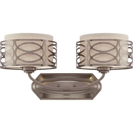 Nuvo Harlow 20.625in 2-Light Vanity Light | Hazel Bronze and Khaki Fabric Shades | Bathroom Vanity | 20.625 x 10 in | Model 60-4722