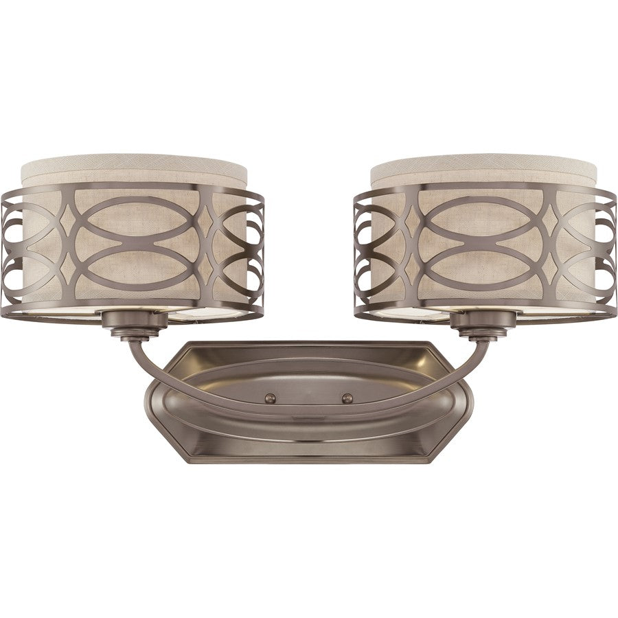 Nuvo Harlow 20.625in 2-Light Vanity Light | Hazel Bronze and Khaki Fabric Shades | Bathroom Vanity | 20.625 x 10 in | Model 60-4722