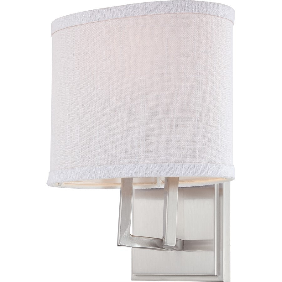 Nuvo Gemini 8in 1-Light Vanity Light | Contemporary Brushed Nickel and Slate Gray Fabric | Bathroom Vanity | 8 x 10.375 x 5.625 in | Model 60-4751