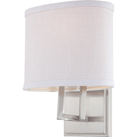 Nuvo Gemini 8in 1-Light Vanity Light | Contemporary Brushed Nickel and Slate Gray Fabric | Bathroom Vanity | 8 x 10.375 x 5.625 in | Model 60-4751
