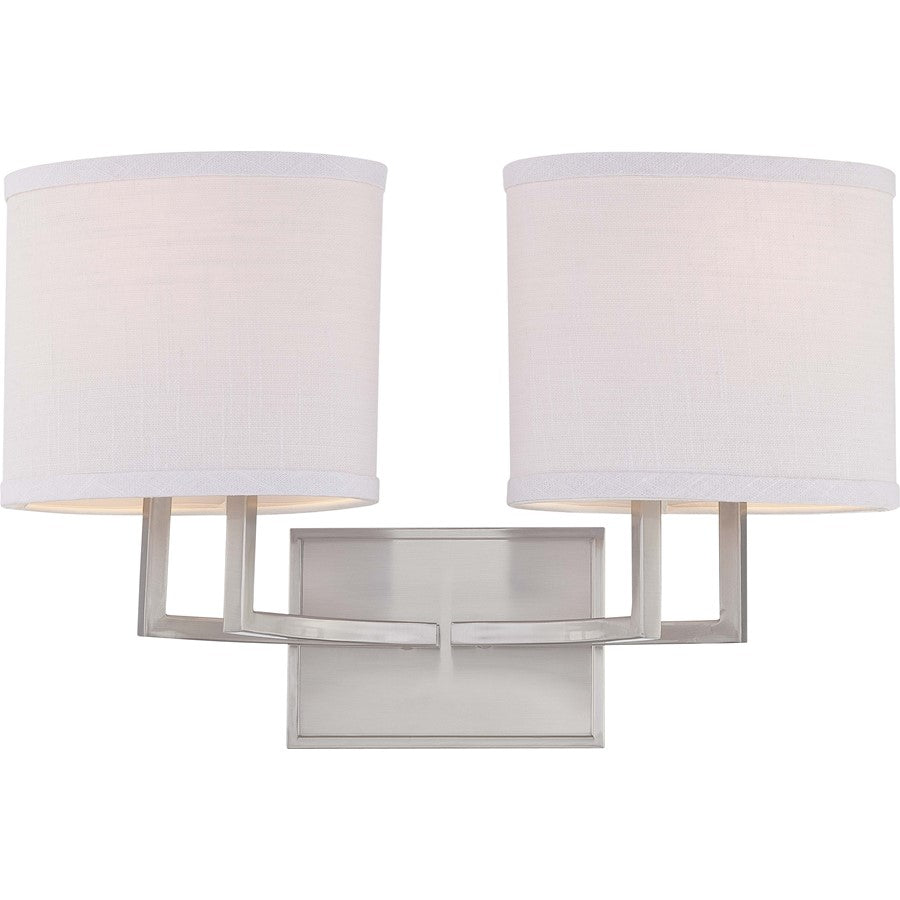 Nuvo Gemini 18in 2-Light Vanity Light | Contemporary Brushed Nickel and Slate Gray Fabric | Bathroom Vanity | 17 x 8 x 15 in | Model 60-4752