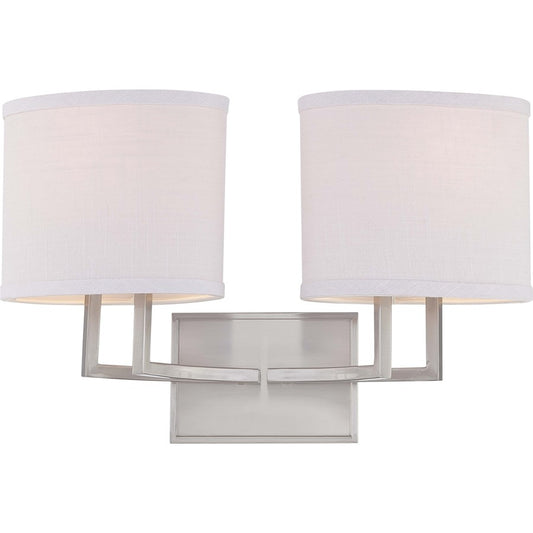 Nuvo Gemini 18in 2-Light Vanity Light | Contemporary Brushed Nickel and Slate Gray Fabric | Bathroom Vanity | 17 x 8 x 15 in | Model 60-4752