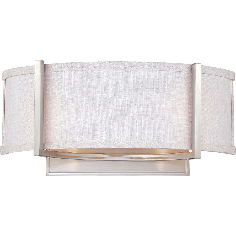 Nuvo Gemini 16in 2-Light Mini Pendant | Contemporary Brushed Nickel and Slate Gray Fabric | Kitchen Island & Breakfast Nook | 16 x 7.25 x | Model 60-4754