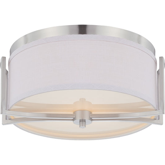 Nuvo Gemini 14.75in 2-Light Mini Pendant | Contemporary Brushed Nickel and Slate Gray Fabric | Kitchen Island & Dining Room | 14.75 x | Model 60-4761