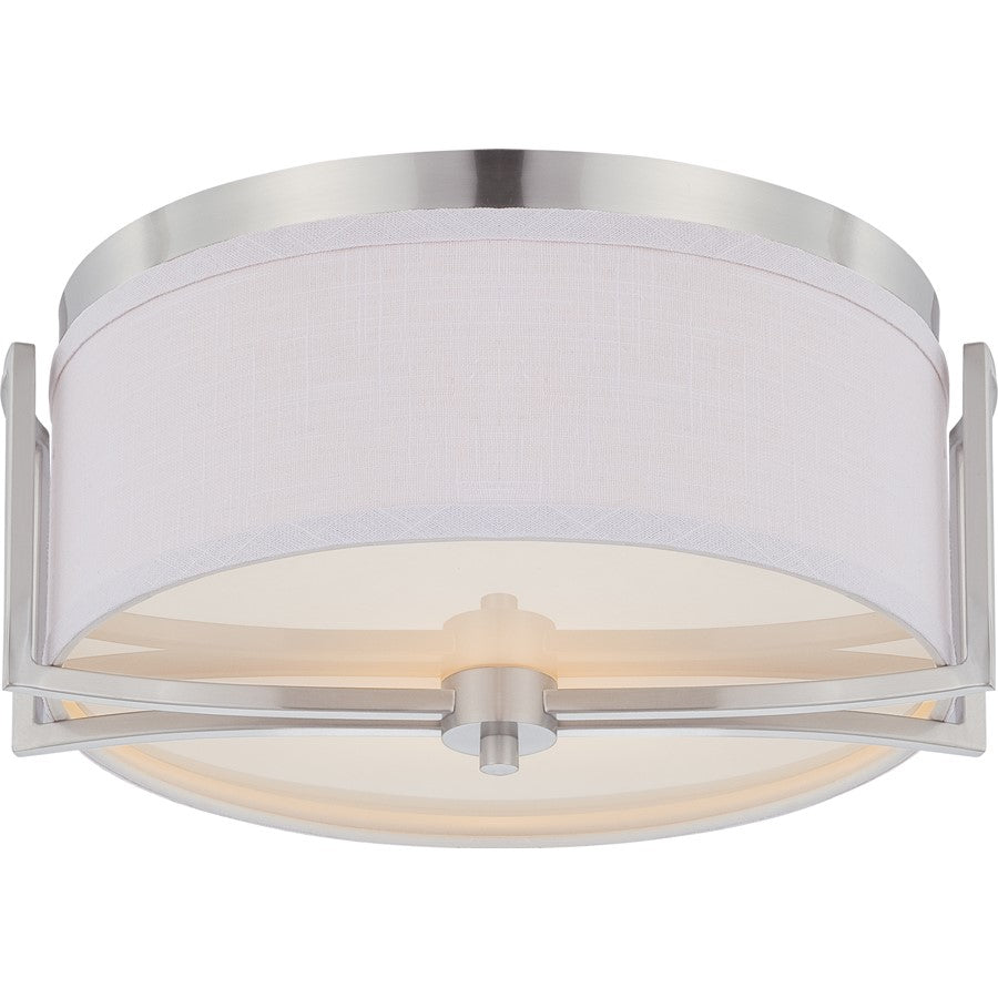 Nuvo Gemini 14.75in 2-Light Mini Pendant | Contemporary Brushed Nickel and Slate Gray Fabric | Kitchen Island & Dining Room | 14.75 x | Model 60-4761