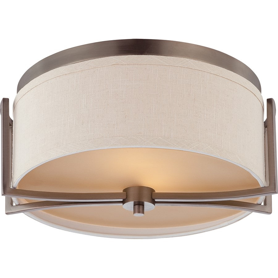 Nuvo Gemini 2-Light Mini Pendant | Contemporary Brushed Nickel and Khaki Fabric Shade | Kitchen Island & Dining Room | 14.75 x 14.75 x | Model 60-4861