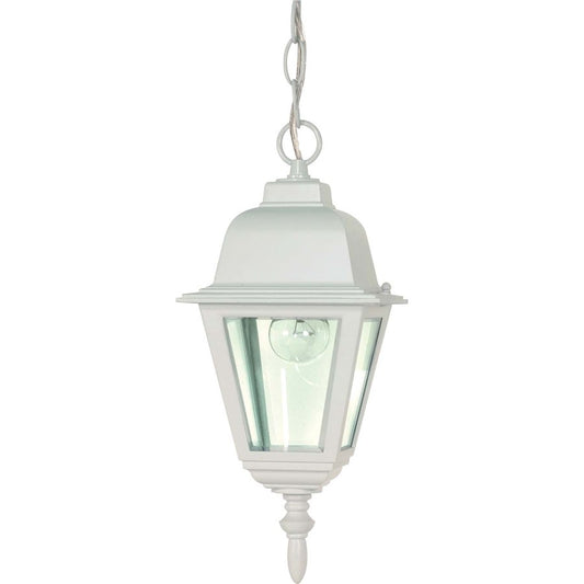 Nuvo Lighting Briton 1-Light Outdoor Hanging Lantern | Traditional White and Clear Glass | Covered Patios & Entryways | 6 x 6 x 9.5 in | Model 60-487