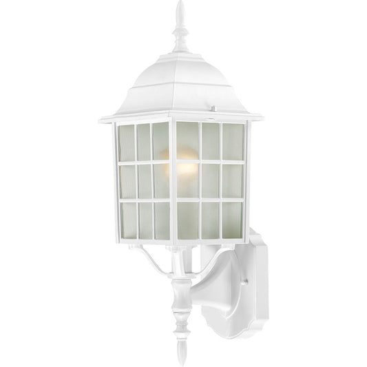 Nuvo Lighting Adams 18in 1-Light Outdoor Wall Sconce | Transitional White and Frosted Glass | Covered Patio & Entryway | 6.125 x 6.875 x | Model 60-4901