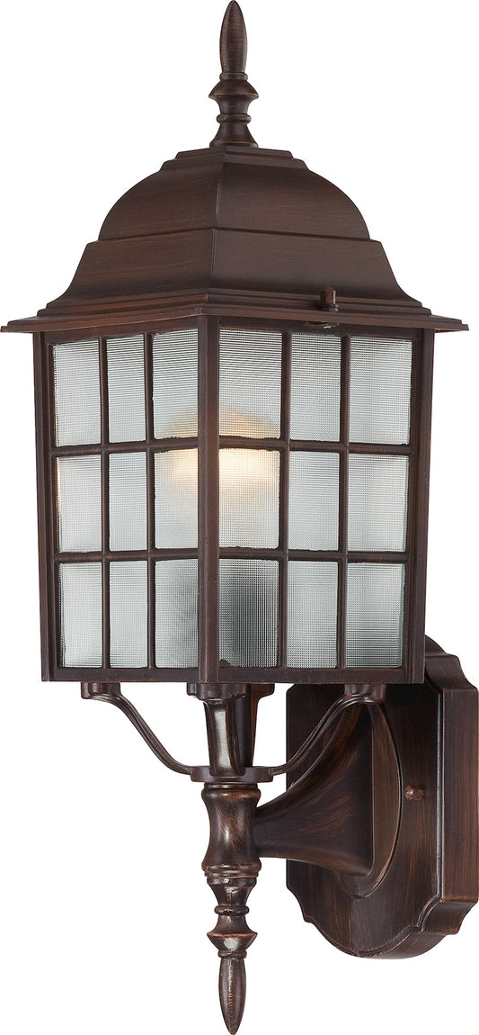 Nuvo Adams 18in 1-Light Outdoor Wall | Transitional Rustic Bronze and Frosted Glass | Covered Patio & Entryway | 6.125 x 6.875 x 18.25 in | Model 60-4902