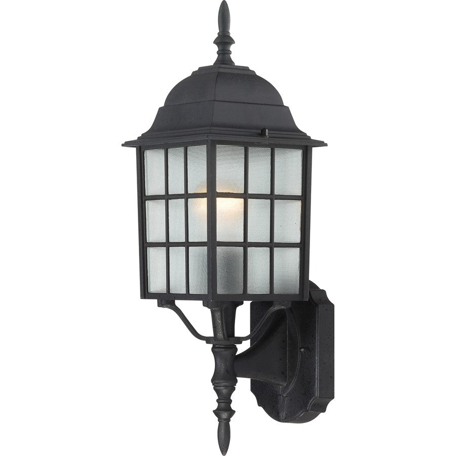 Nuvo Adams 18in 1-Light Outdoor Wall Sconce | Transitional Textured Black and Frosted Glass | Covered Patio & Entryway | 6.125 x 6.875 x | Model 60-4903