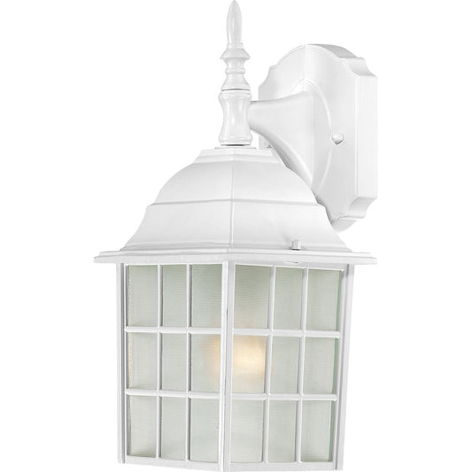 Nuvo Lighting Adams 1-Light 14in Outdoor Wall Sconce | Transitional White and Frosted Glass | Entryway & Covered Porch | 6.125 x 6.875 x | Model 60-4904