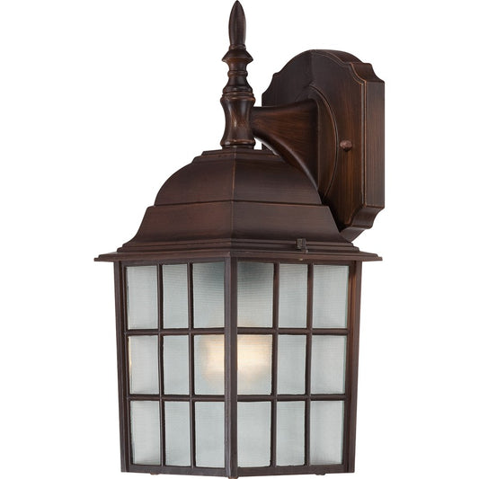 Nuvo Adams 14in 1-Light Outdoor Wall | Transitional Rustic Bronze and Frosted Glass | Covered Patio & Entryway | 6.125 x 6.875 x 13.75 in | Model 60-4905