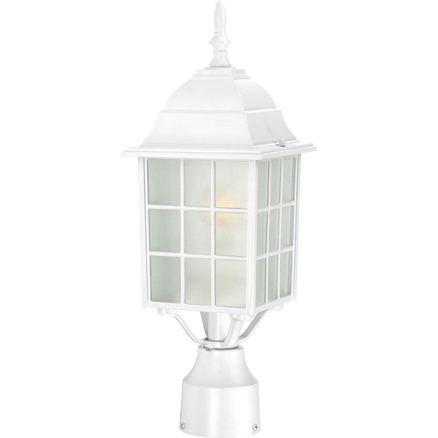 Nuvo Adams 17in 1-Light Outdoor Post | Transitional White and Frosted Glass | Entryway & Garden Path | 6.125 x 6.125 x 18.25 in | Model 60-4907