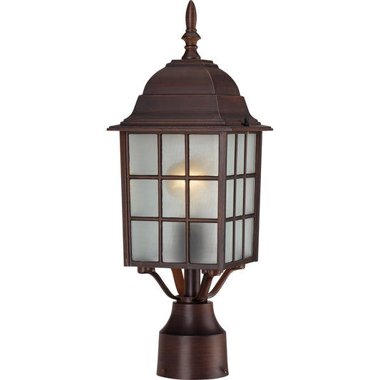 Nuvo Adams 17in 1-Light Outdoor Post Light | Transitional Rustic Bronze and Frosted Glass | Entryway & Garden Path | 6.125 x 6.125 x 18.25 | Model 60-4908