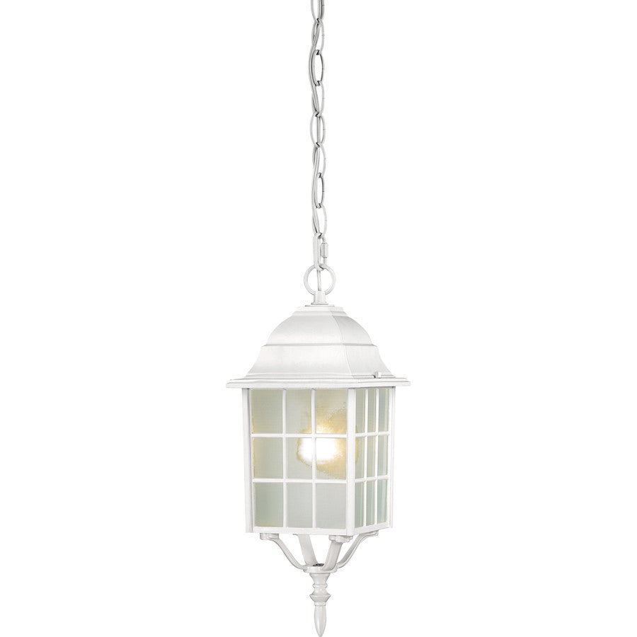 Nuvo Adams 16in 1-Light Outdoor Hanging Lantern | Transitional White and Frosted Glass | Covered Patios & Entryways | 6.125 x 15.75 in | Model 60-4911