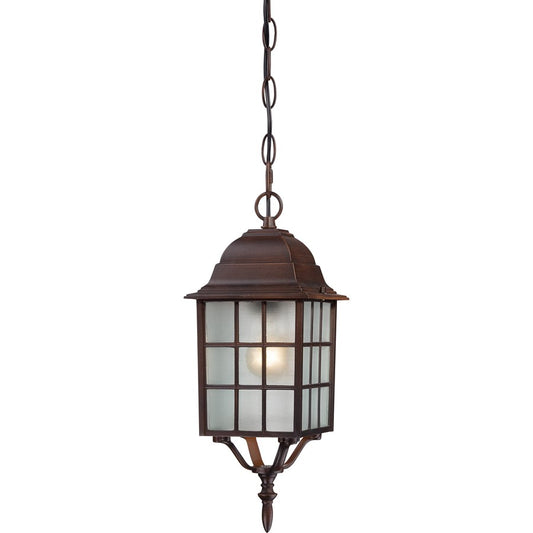 Nuvo Adams 16in 1-Light Outdoor Hanging Lantern | Industrial Rustic Bronze and Frosted Glass | Covered Patio & Porch | 6.125 x 15.75 in | Model 60-4912