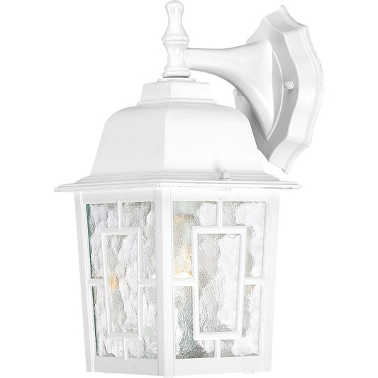 Nuvo Banyan 12in 1-Light Outdoor Wall Sconce | Transitional White and Clear Water Glass | Covered Patio & Entryway | 6.125 x 8 x 12.25 in | Model 60-4921