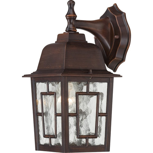 Nuvo Banyan 12in 1-Light Outdoor Wall | Transitional Rustic Bronze and Clear Water Glass | Covered Patio & Entryway | 6.125 x 8 x 12.25 in | Model 60-4922