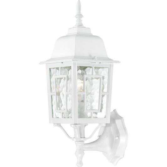 Nuvo Banyan 17in 1-Light Outdoor Wall Lantern | Transitional White and Clear Water Glass | Covered Patios & Entryways | 6.125 x 17 x 8 in | Model 60-4924