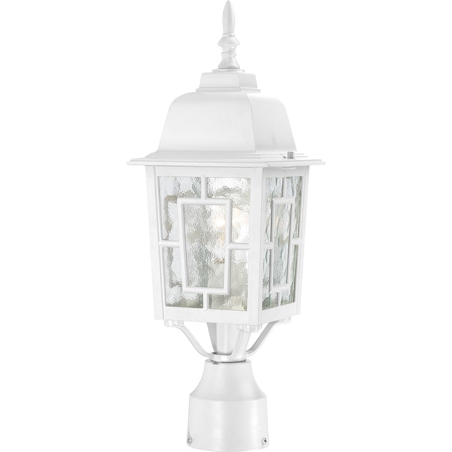 Nuvo Banyan 17in 1-Light Outdoor Post Light | Transitional White and Clear Water Glass | Entryway & Garden Path | 6.125 x 6.125 x 17.25 in | Model 60-4927
