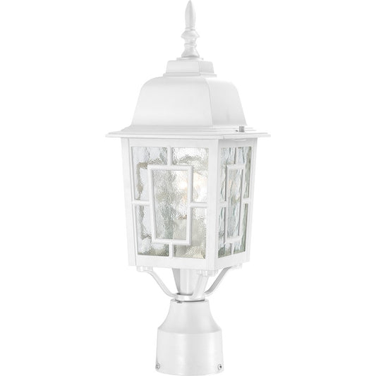 Nuvo Banyan 17in 1-Light Outdoor Post Light | Transitional White and Clear Water Glass | Entryway & Garden Path | 6.125 x 6.125 x 17.25 in | Model 60-4927