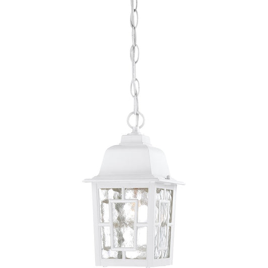 Nuvo Banyan 11in 1-Light Outdoor Hanging Lantern | Transitional White and Clear Water Glass | Covered Patio & Entryway | 6.125 x 6.125 x | Model 60-4931