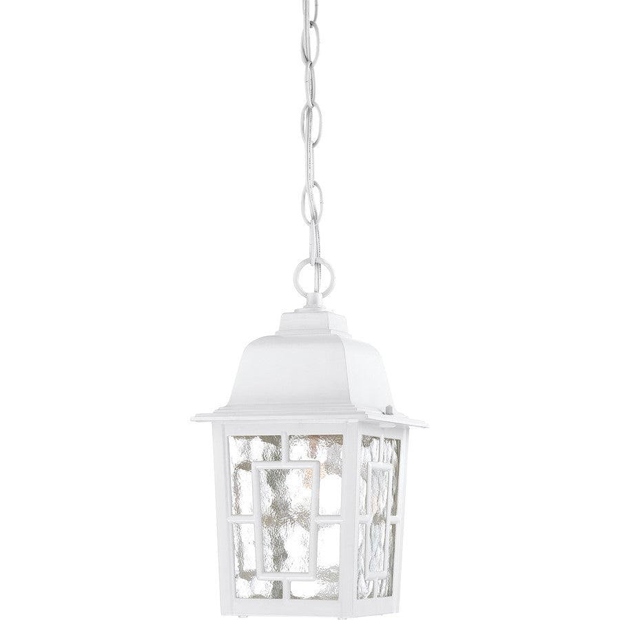 Nuvo Banyan 11in 1-Light Outdoor Hanging Lantern | Transitional White and Clear Water Glass | Covered Patio & Entryway | 6.125 x 6.125 x | Model 60-4931