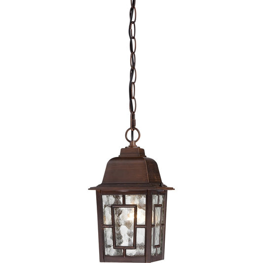 Nuvo Banyan 11in 1-Light Outdoor Hanging Lantern | Transitional Rustic Bronze and Clear Water Glass | Covered Patios & Entryways | 6.125 x | Model 60-4932