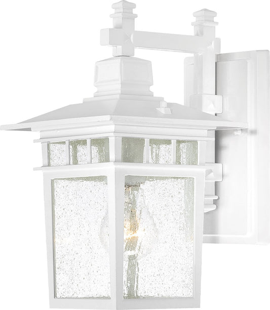 Nuvo Cove Neck 12in 1-Light Outdoor Wall Lantern | Transitional White and Clear Seeded Glass | Covered Patio & Entryway | 7 x 9.5 x 11.75 | Model 60-4951