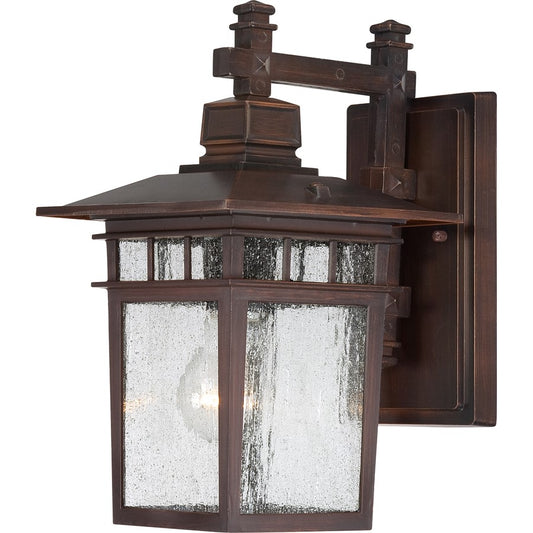 Nuvo Cove Neck 12in 1-Light Outdoor Wall Lantern | Transitional Rustic Bronze and Clear Seeded Glass | Covered Patio & Entryway | 7 x 9.5 | Model 60-4952