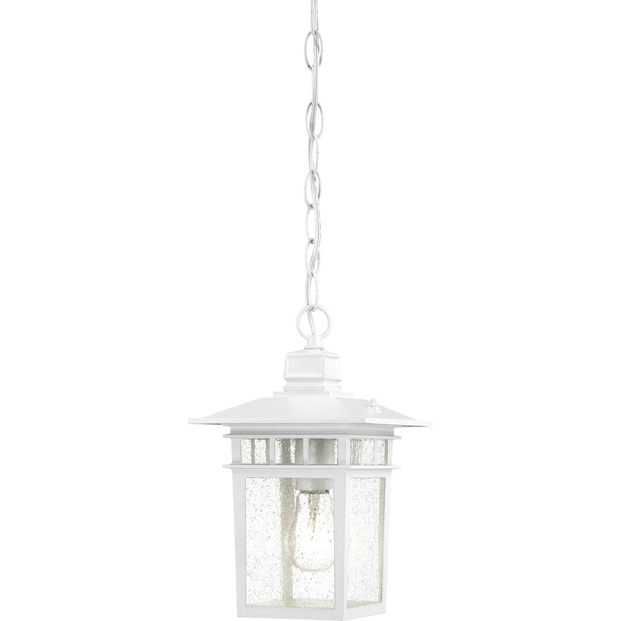 Nuvo Cove Neck 12in 1-Light Outdoor Hanging Lantern | Transitional White and Clear Seeded Glass | Covered Patios & Entryways | 7 x 12 in | Model 60-4954
