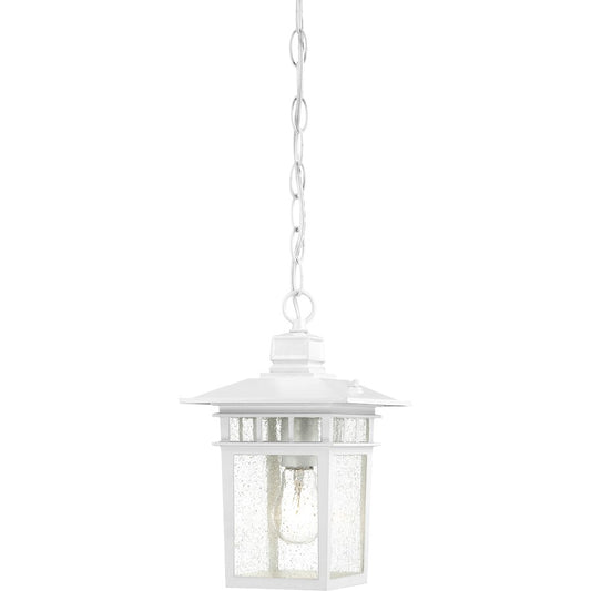 Nuvo Cove Neck 12in 1-Light Outdoor Hanging Lantern | Transitional White and Clear Seeded Glass | Covered Patios & Entryways | 7 x 12 in | Model 60-4954