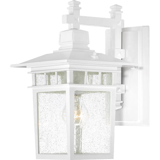 Nuvo Cove Neck 14in 1-Light Outdoor Lantern | Transitional White and Clear Seeded Glass | Covered Patios & Entryways | 9 x 14 x 11.5 in | Model 60-4957