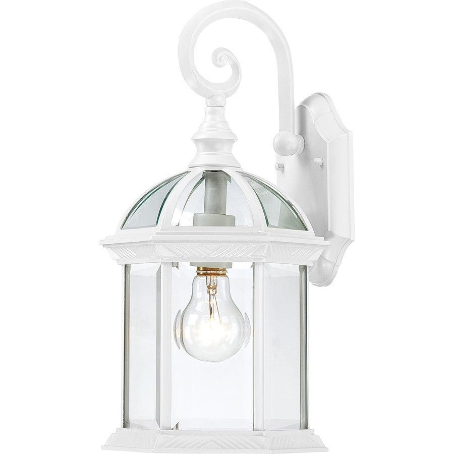 Nuvo Boxwood 15in 1-Light Outdoor Wall Sconce | Traditional White and Clear Seed Glass | Covered Patio & Entryway | 8 x 7.875 x 15.75 in | Model 60-4961