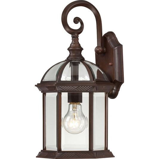 Nuvo Boxwood 15in 1-Light Outdoor Wall Sconce | Traditional Rustic Bronze and Clear Beveled Glass | Covered Patio & Entryway | 8 x 7.875 x | Model 60-4962
