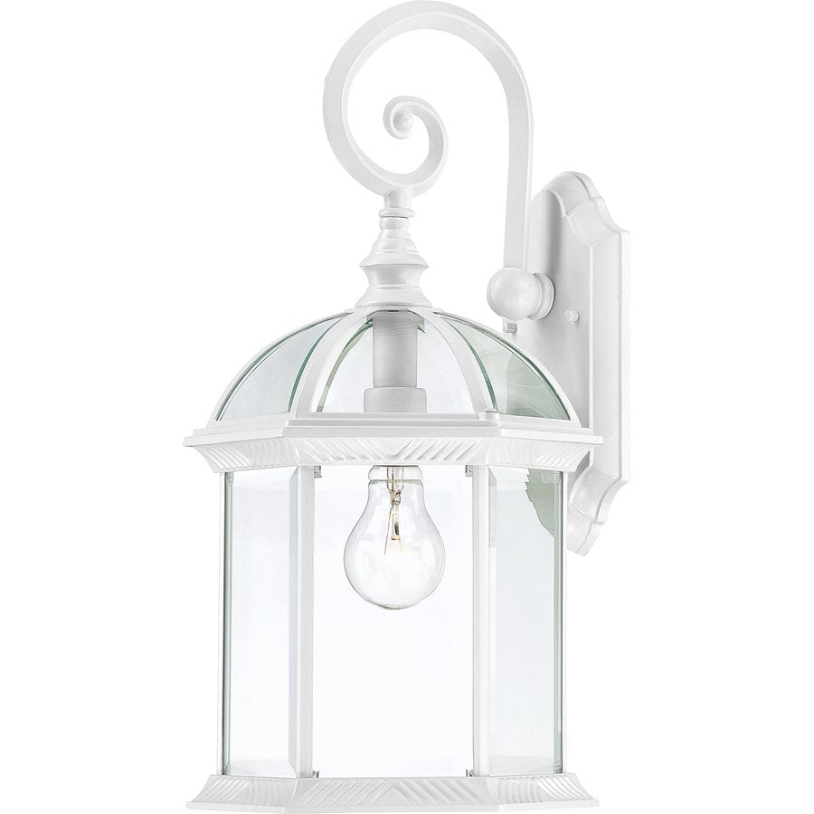 Nuvo Boxwood 19in 1-Light Outdoor Wall Sconce | Traditional White and Clear Beveled Glass | Covered Patio & Entryway | 9.875 x 9 x 19 in | Model 60-4964