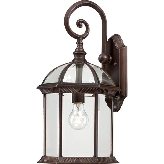 Nuvo Boxwood 19in 1-Light Outdoor Wall Sconce | Traditional Rustic Bronze and Clear Beveled Glass | Covered Patio & Entryway | 9.875 x 9 x | Model 60-4965