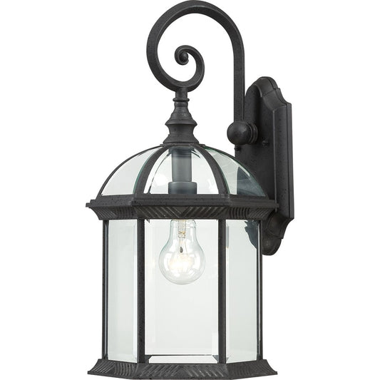 Nuvo Boxwood 19in 1-Light Outdoor Wall Sconce | Traditional Textured Black and Clear Beveled Glass | Covered Patio & Entryway | 9.875 x 9 | Model 60-4966