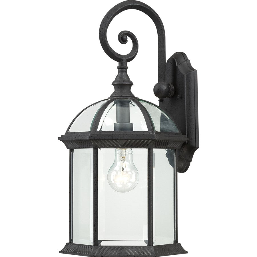 Nuvo Boxwood 19in 1-Light Outdoor Wall Sconce | Traditional Textured Black and Clear Beveled Glass | Covered Patio & Entryway | 9.875 x 9 | Model 60-4966