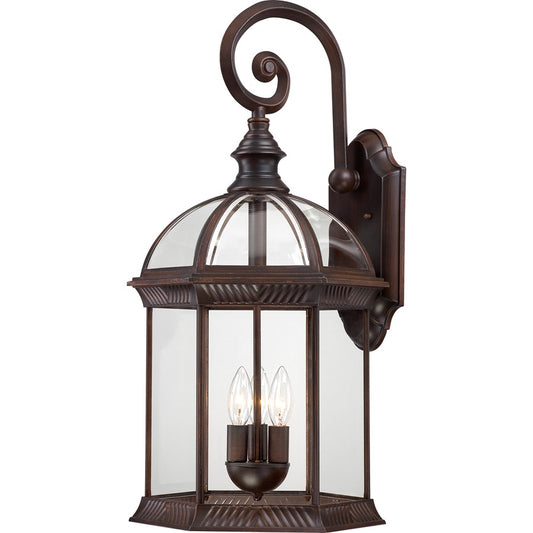 Nuvo Boxwood 26in 3-Light Outdoor Wall Sconce | Traditional Rustic Bronze and Clear Beveled Glass | Covered Patio & Entryway | 13 x 12.5 x | Model 60-4968